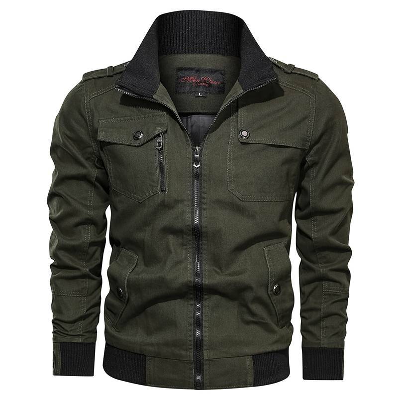Men's Military Cargo Combat Jacket Cotton Collar Coats Bomber Jackets ...