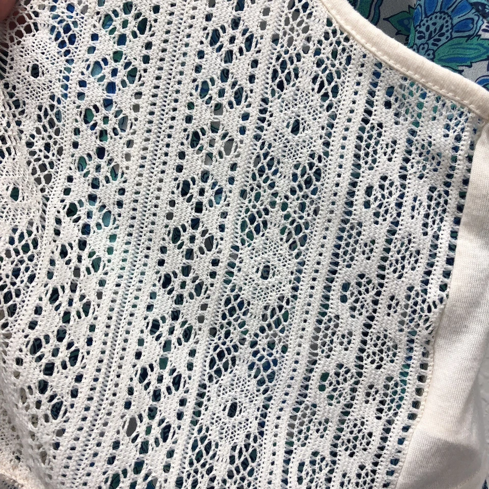 Speechless Girls Large Lace Cardigan Blue Floral Peplum Top 3/4 Bell Sleeves 2pc - Image 3 of 4