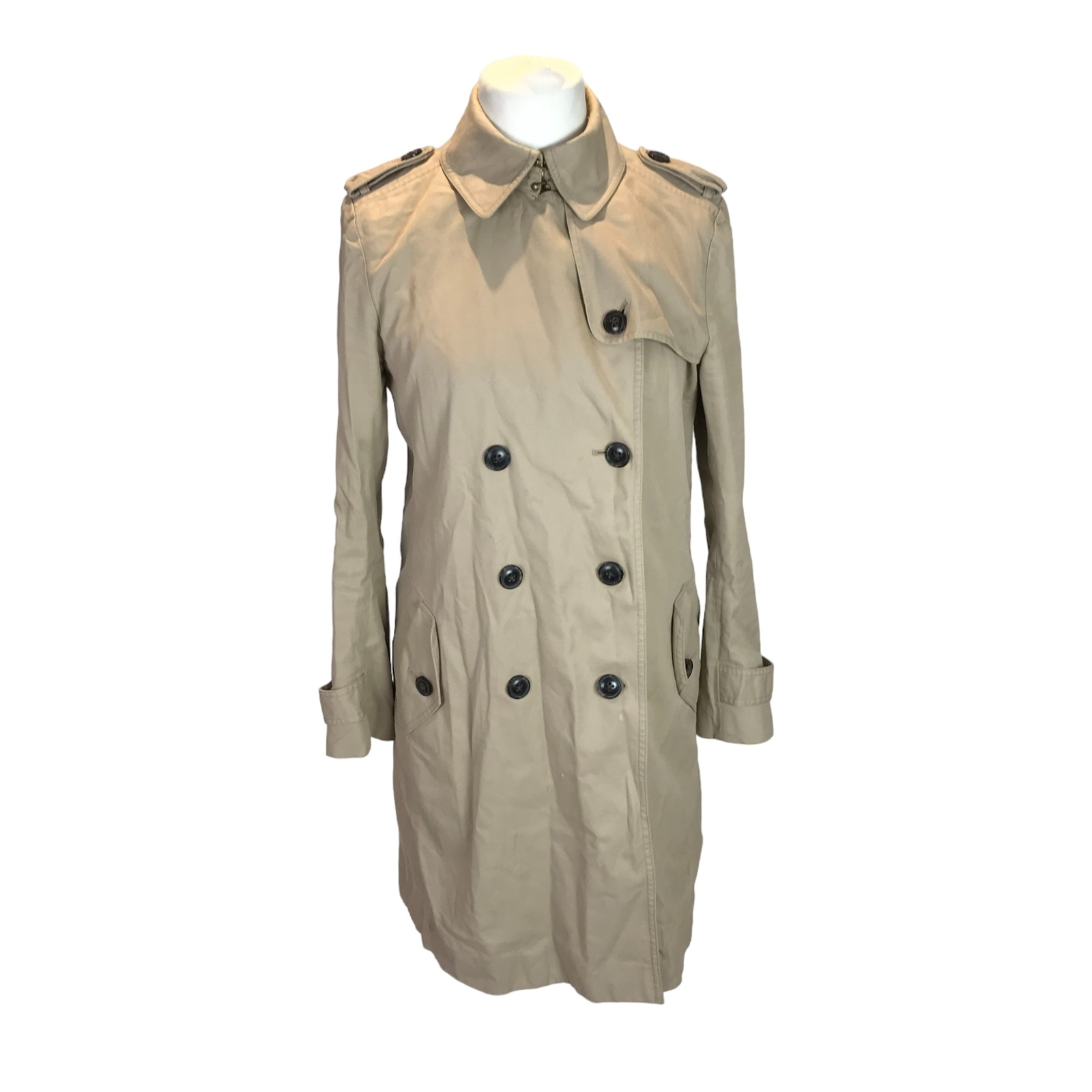 Gap Womens Beige Twill Trench Coat Double Breasted Medium Overcoat  