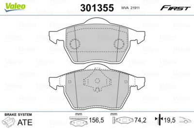 VALEO 301355 Bremsbelagsatz, Scheibenbremse für AUDI,VW