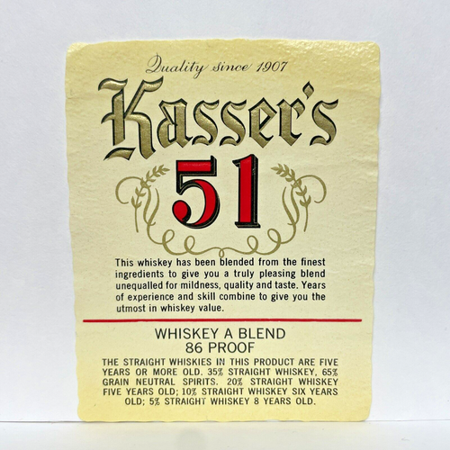 Étiquette De Kasser's 51 Whiskey Un Mélange 86 Proof Philadelphie ...