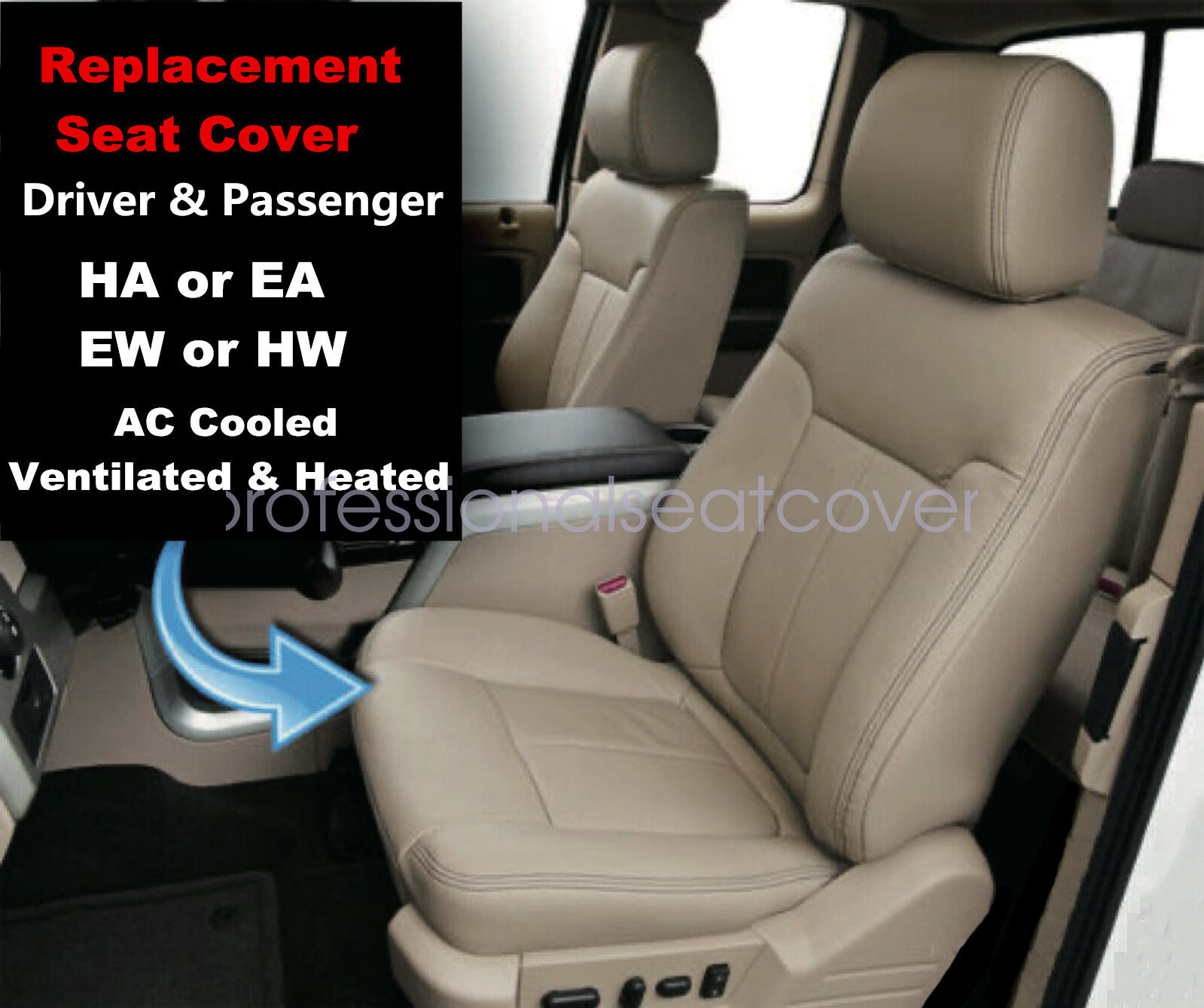 Driver & Passenger PERFORATED Leather SEAT COVER Tan For 09-14 Ford F150 Lariat