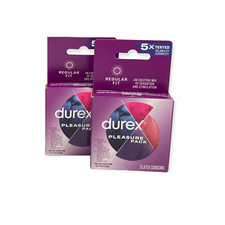 Durex Pleasure Pack 3 Latex Condoms Regular Fit LOT OF 2