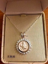 Disney Mickey Icon Sterling Silver Necklace w/ Clear Cubic Zirconia New in Box