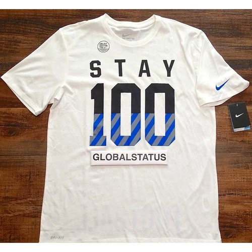NIKE STAY 100 WHITE BLUE BLACK FOOTBALL TRAINING RETRO SHIRT LARGE (715500-100)