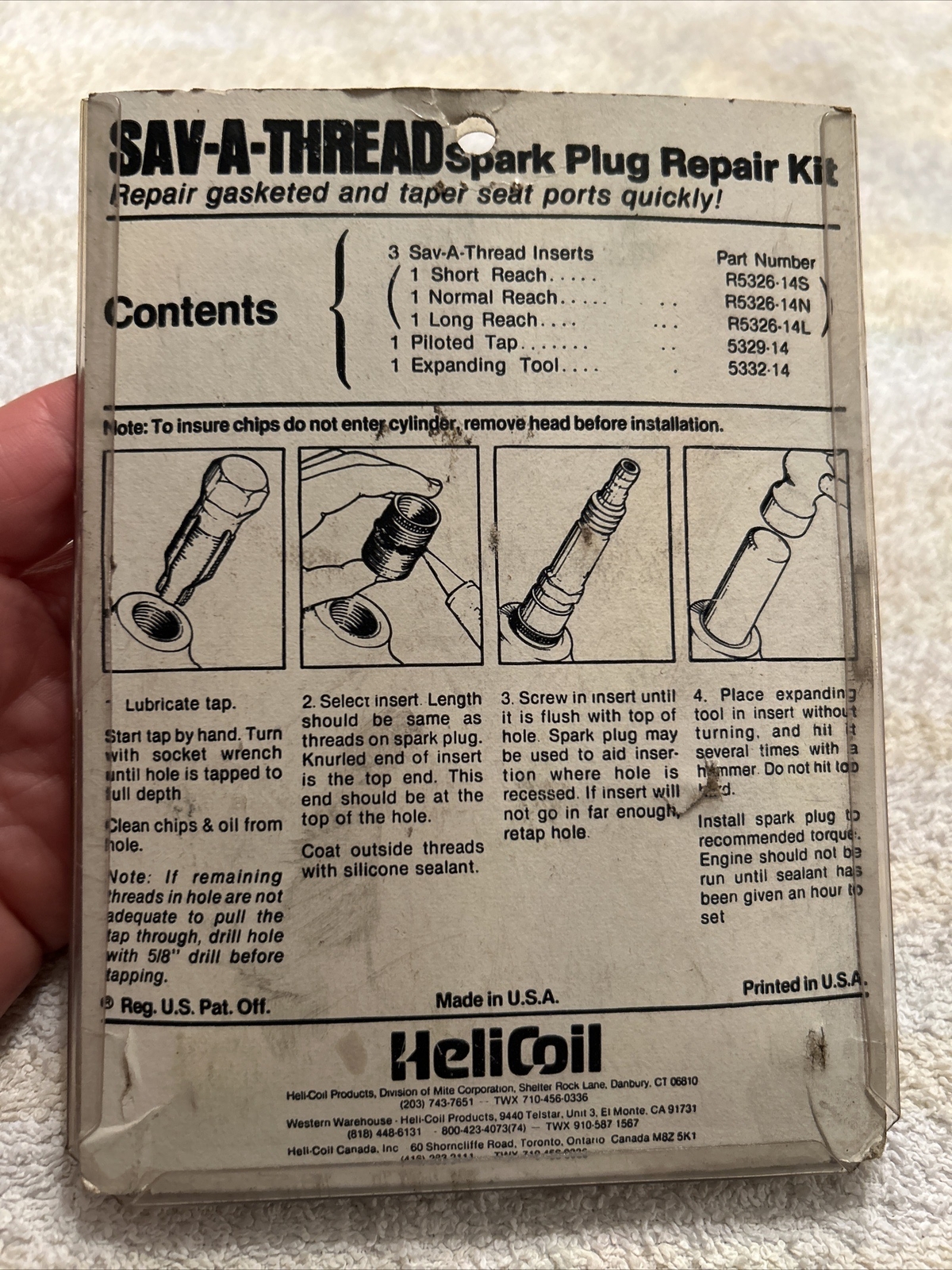 Helicoil SavAThread 533414 M14 x 1.25 Spark Plug Port Repair Kit 3/8