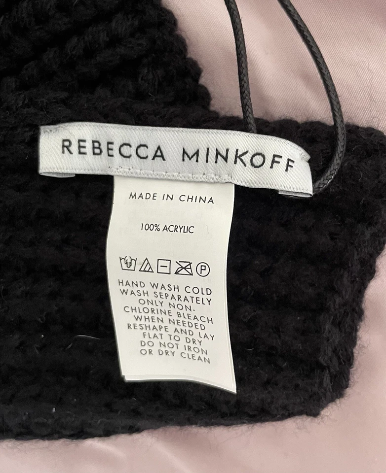 NWT Rebecca Minkoff Black Knit Traveling Rib Scarf, size 76x10” Minimalist - Image 2 of 4