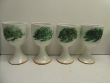 4 CHRIS SANDERS AUSTRALIAN STUDIO POTTERY GOBLETS STEM CUPS ECHIDNA PORCUPINE