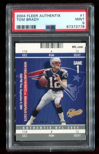 2004 Fleer Authentix #1 Tom Brady PSA 9 Mint Patriots~(GC)