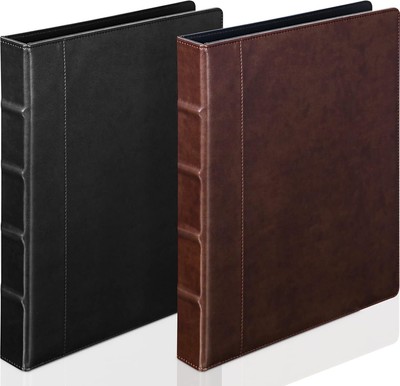 2Pcs Vintage Hardback 3 Ring Binder Professional Leather Binder Organizer round 