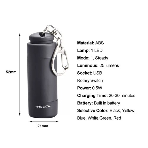 Linterna LED Lámpara Mini Antorcha Bolsillo Llavero Impermeable USB Recargable - Imagen 4 de 12