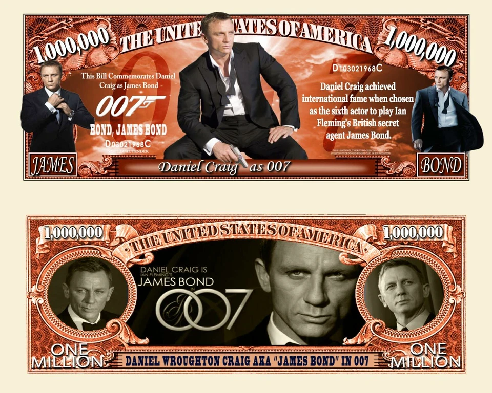 DANIEL CRAIG JAMES BOND - BILLET MILLION DOLLAR US! Collection 007 Acteur Film