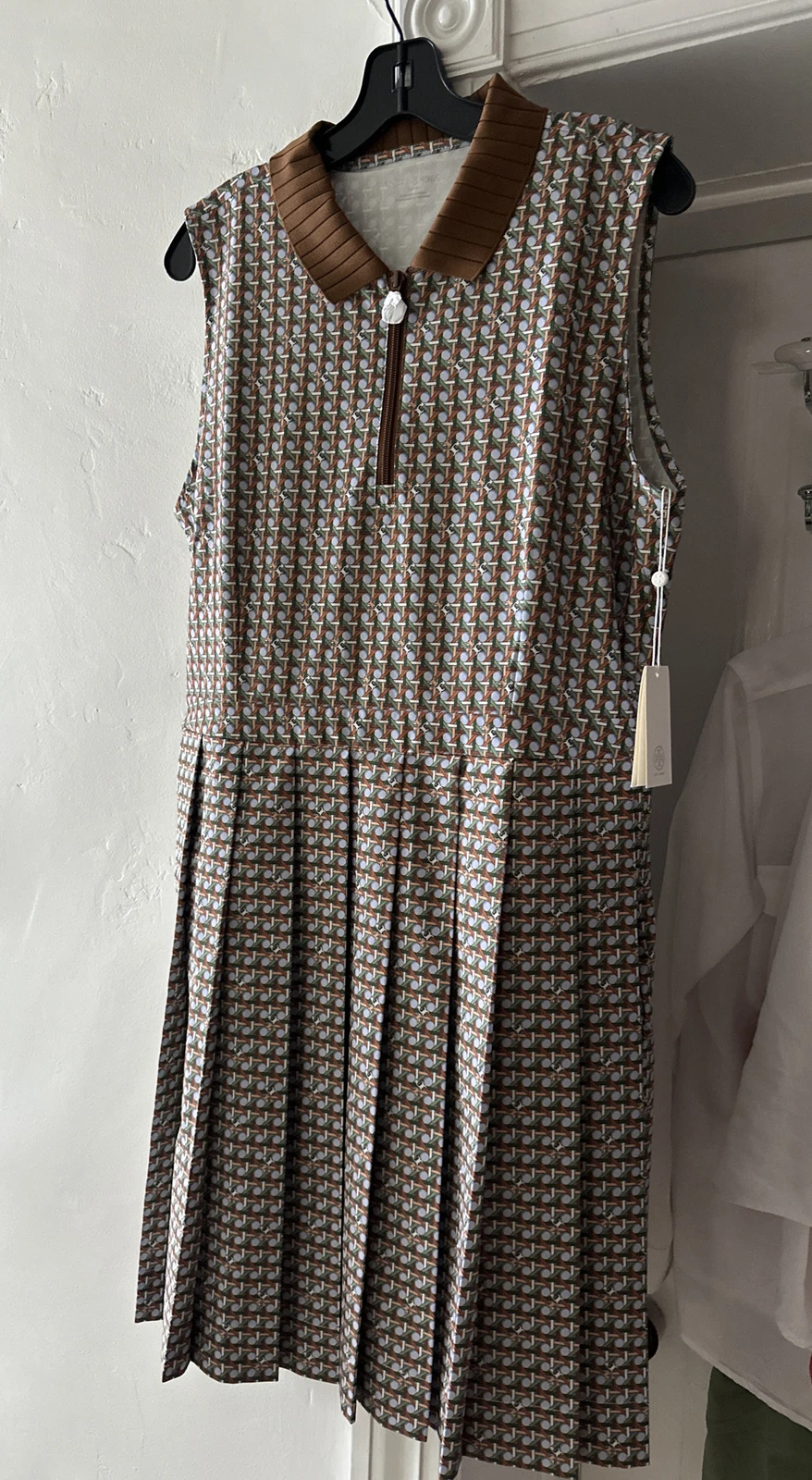 NUOVO XL Tory Burch abito da golf cestino sportivo tessitura marrone