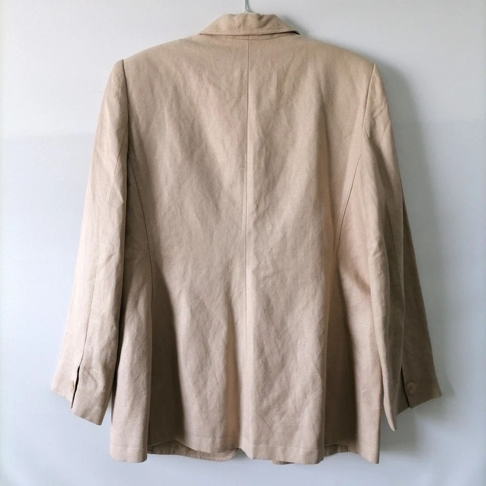 Blazer Traje Mary McFadden Mujer Beige Un Pecho Muesca Solapa Talla 14 Foto 4 de 4