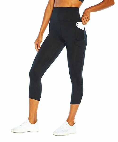 Balance Collection 22'' Black Eclipse Pocket Capri Leggings Size Small