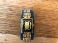 DEFONTE LUCIEN PICARD QUART WOMENS WATCH RECTANGULAR CASE GOLD TONE