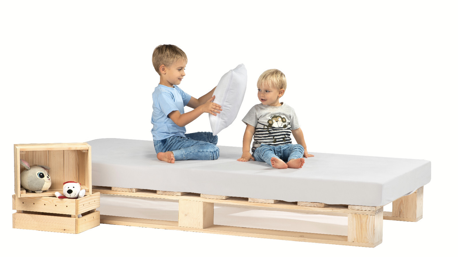 Palettenbett aus Holz Holzbett Massivholzbett Bett aus Paletten 100 x 200 cm