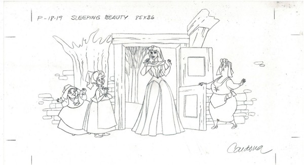 Disney's Sleeping Beauty - Dibujo de producción original - Cardona - Firmado