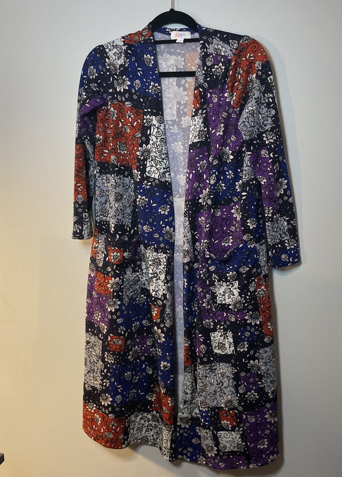 LuLaRoe patchwork duster waterfall multicolor Sz … - image 1