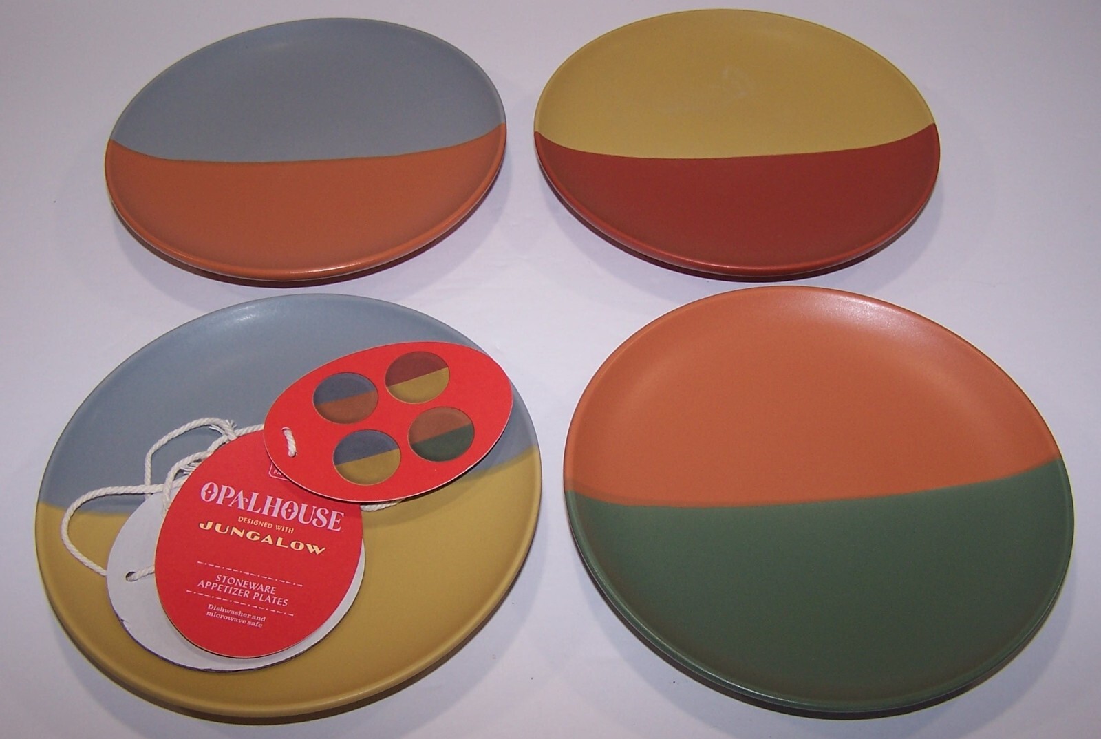 Set of 4 Opalhouse Jungalow Stoneware TwoTone Appetizer Plates Set for sale online eBay