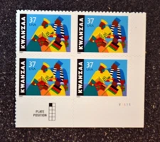 USA2002 #3673 37c Kwanzaa - Plate Block of 4  Mint  NH  holiday