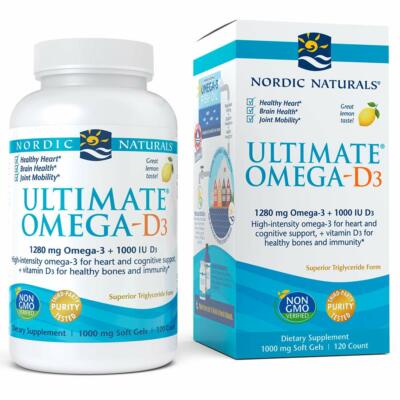 NORDIC NATURALS, ULTIMATE OMEGA-D3 1280mg Omega-3, Vitamin D3 120 Weichkapseln 