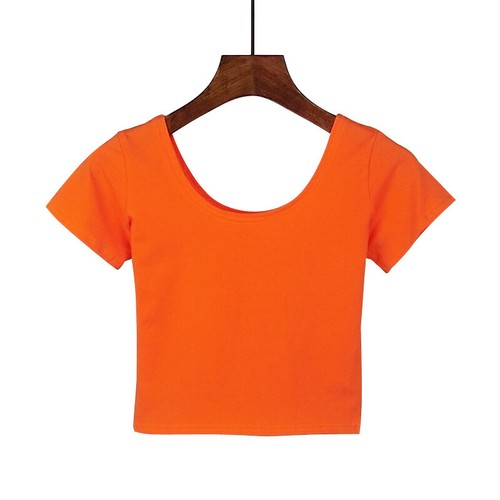 Crop Top Plain Vest T Shirt Short Sleeve Pullover Fashion Slim Fit Solid Color - Picture 6 of 23