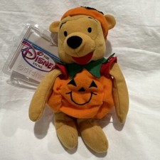 Vintage Disney Store Pumpkin Pooh Mini Bean Bag Plush 8" Winnie the Pooh w/ Tags