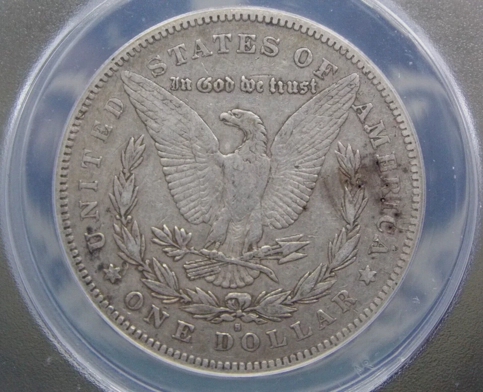 1879 "S" Morgan SILVER Dollar *REVERSE of 1878* $1 ANACS VF35 #673 VAM-39 VF - Image 2 of 4