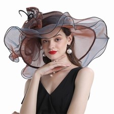 Brown Cocktail Hat Tea Party Church Fedoras Butterfly Dress Women Wedding Hats
