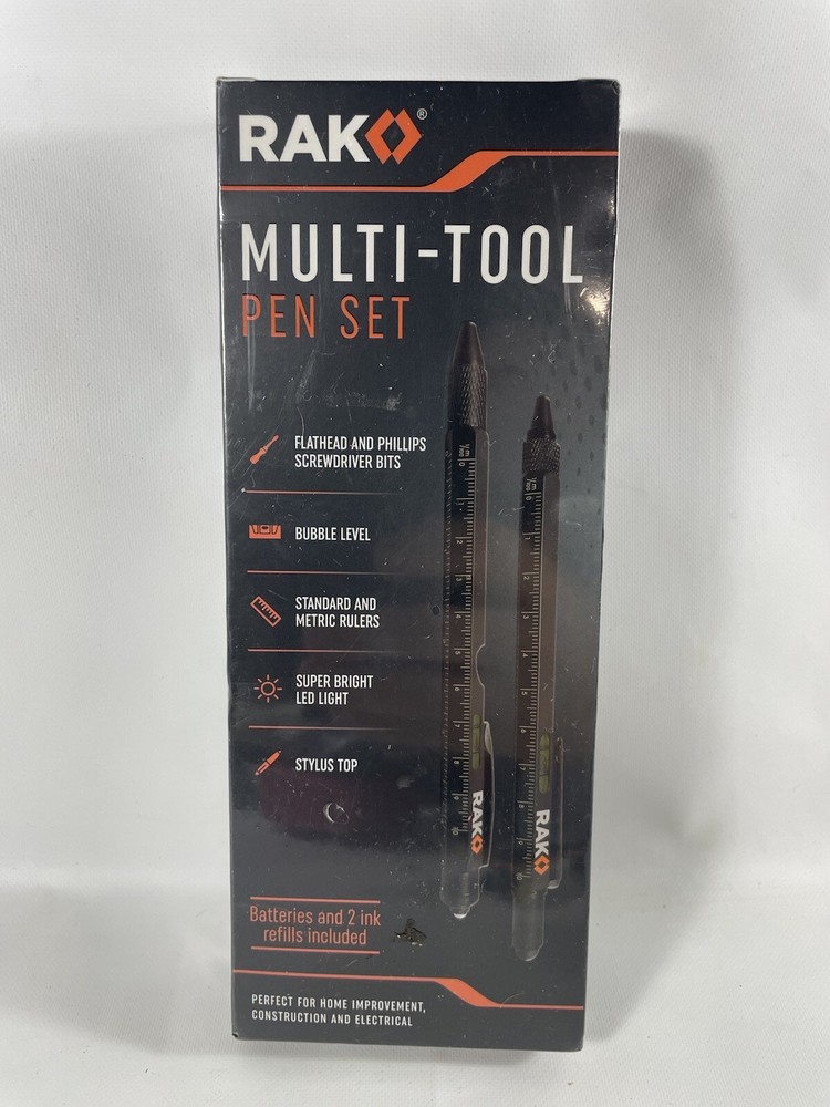 Multi-Tool 2-Piece Pen Set with LED Light Stylus Ruler and Bottle Opener