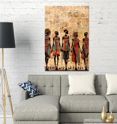 African Ladies Decorative illustration mounted canvas ready to hang - Picture 4 of 6