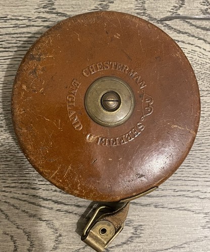 Chesterman Sheffield England Tape Measure - Brass Leather - 66ft 4 Poles - Used. - Picture 5 of 8