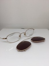 New VINTAGE CALVIN KLEIN Eyeglasses CK 145 Gold With Sun Clip On 47-20mm Japan
