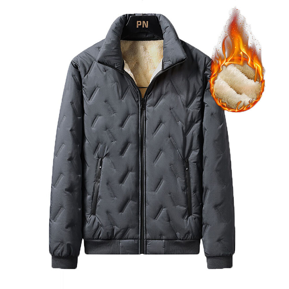 Lined Fleece Jacket Men Jacket Down Cotton Jacket Outerwear Thermal ...