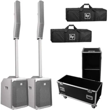 Electro-Voice Evolve 50 White Column PA Speaker Systems + Flight Zone Case