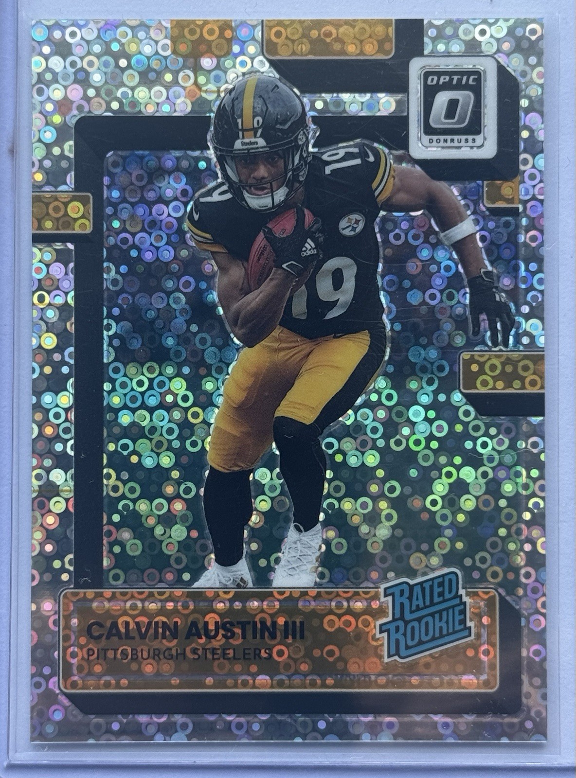2022 Donruss Optic #236-Calvin Austin III Rated Rookie Silver Circles Prizm /125