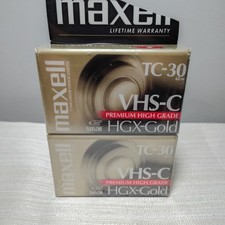 Maxell TC-30 VHS-C HGX Gold Camcorder Tapes Videocassette Pack of 2 NEW  SEALED
