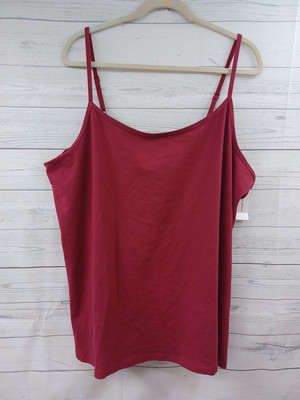 Lane Bryant Essential Red Cotton Stretch Spaghetti Strap Top Womens 26/28 NWT