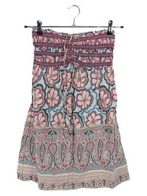 Anchor Blue Sommerkleid Damen Gr. M Boho Blumen Paisley Trägerlos