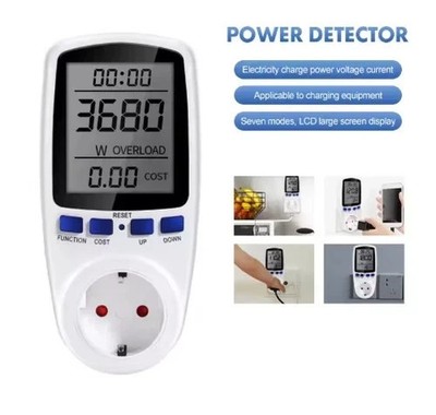 Digital Electricity Usage Monitor Power Meter Voltage Watt KWh 110-250V