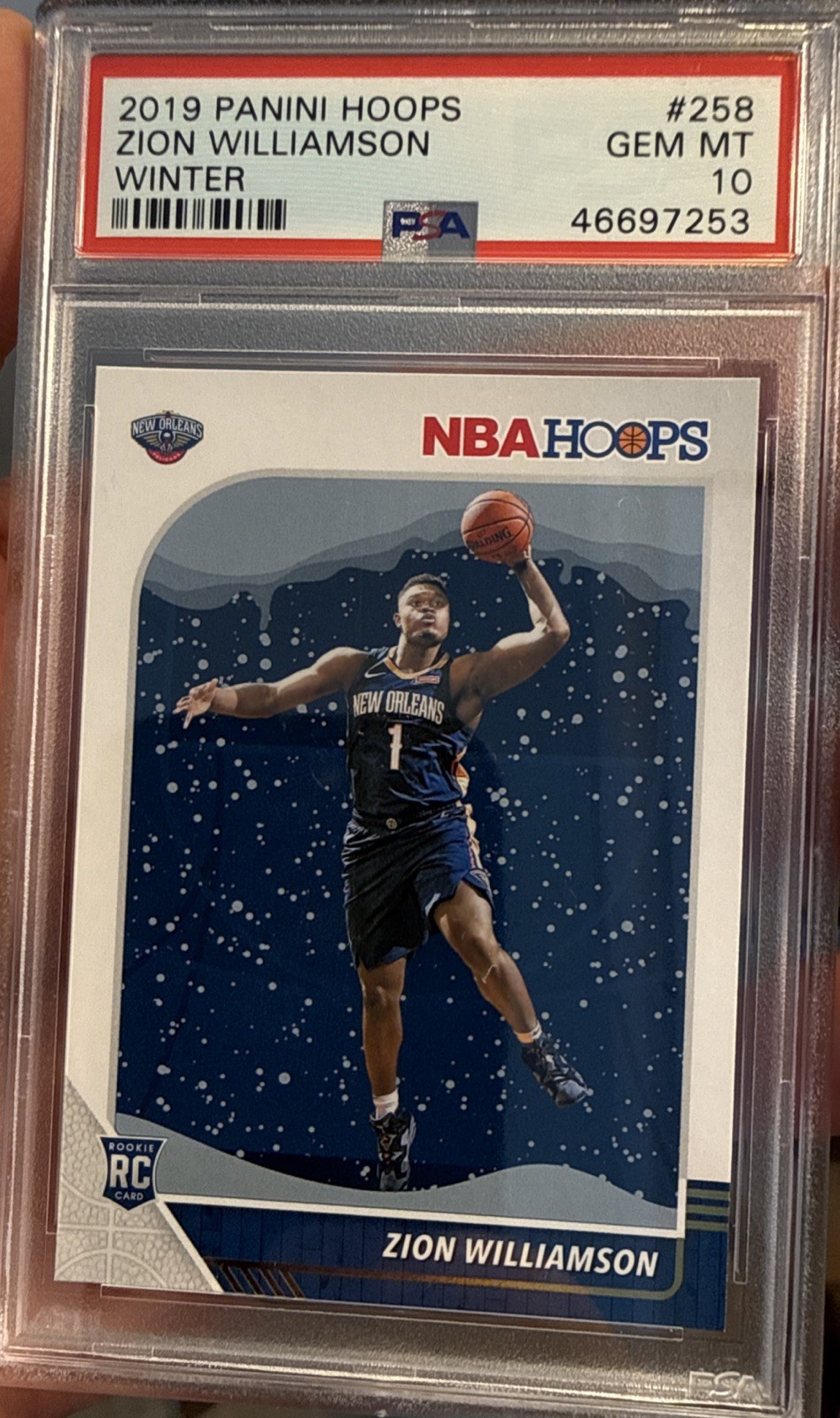 2019 Panini HOOPS Winter Variation ZION WILLIAMSON ROOKIE PSA 10 GEM Mint