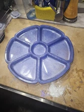 New Chip & Dip Bowl/Tray 15.7" Serving Platter Bright Summer Blue Party Buffet