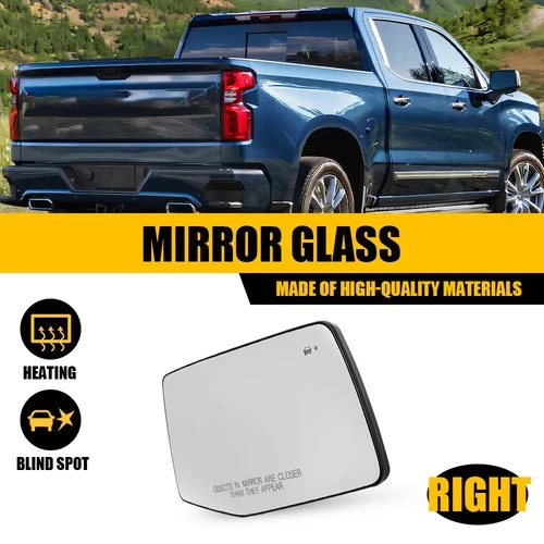 Power Heated BSD Mirror Glass for 2019-2024 SIERRA SILVERADO 1500 Passenger Side