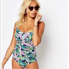 Sunseeker NWT One Piece Swimsuit Ruched Tummy Control D Cup Resort 14