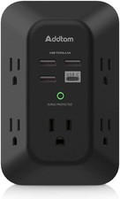 USB Wall Charger Surge Protector - Addtam 5 Outlet Extender with 4 USB Charging