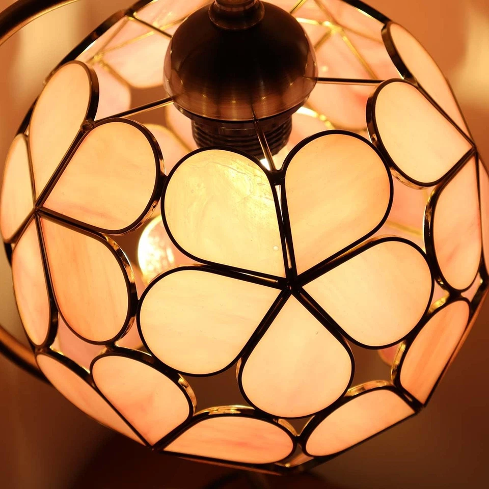 Lámpara de mesa L10836 estilo Tiffany vitral flor pétalos con base de latón para... Foto 3 de 4
