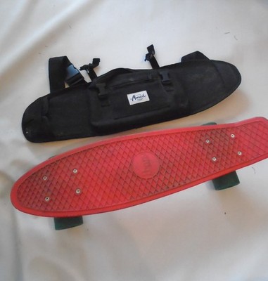 Penny Board Skateboard Pink Red with Monark Carry Bag Backpack