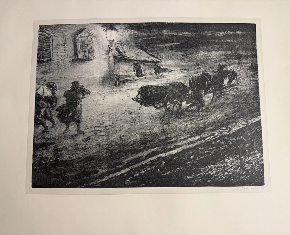 A. Paul Weber Mozarts Begräbnis Lithographie 64x76 cm Handsigniert