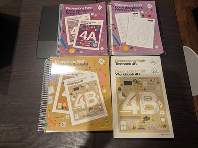 Singapore Math Dimensions 4A Instructor guide, 4B textbook and workbook